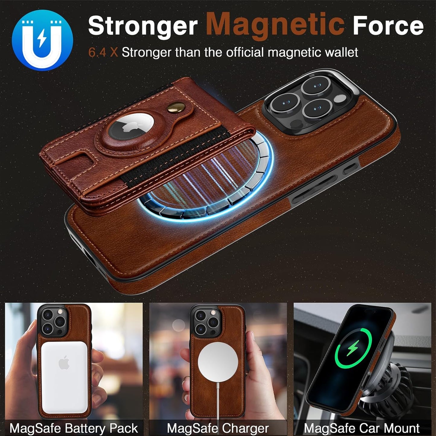KojinTora iPhone 16 Pro Max Leather Wallet Case