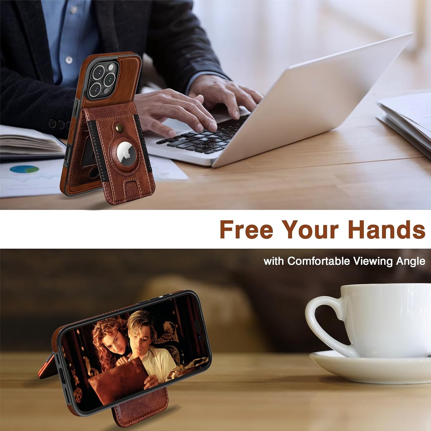 KojinTora iPhone 16 Pro Max Leather Wallet Case