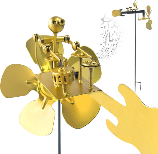 Handmade Metal Drummer Windmill Wind Spinner