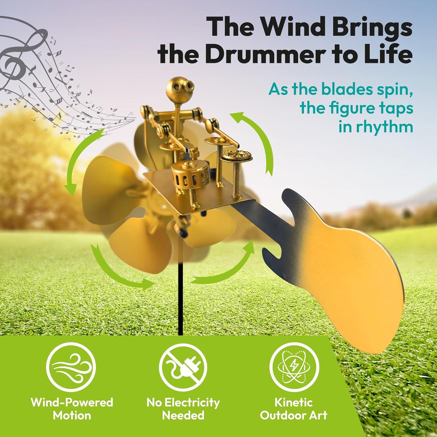 Handmade Metal Drummer Windmill Wind Spinner