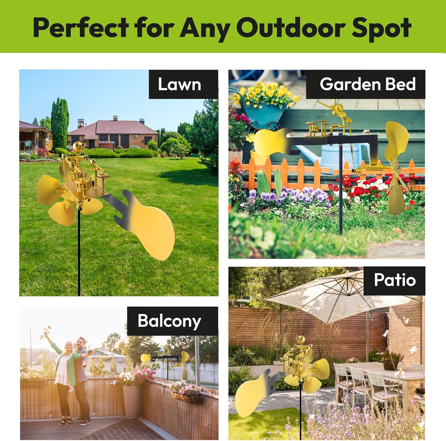 Handmade Metal Drummer Windmill Wind Spinner