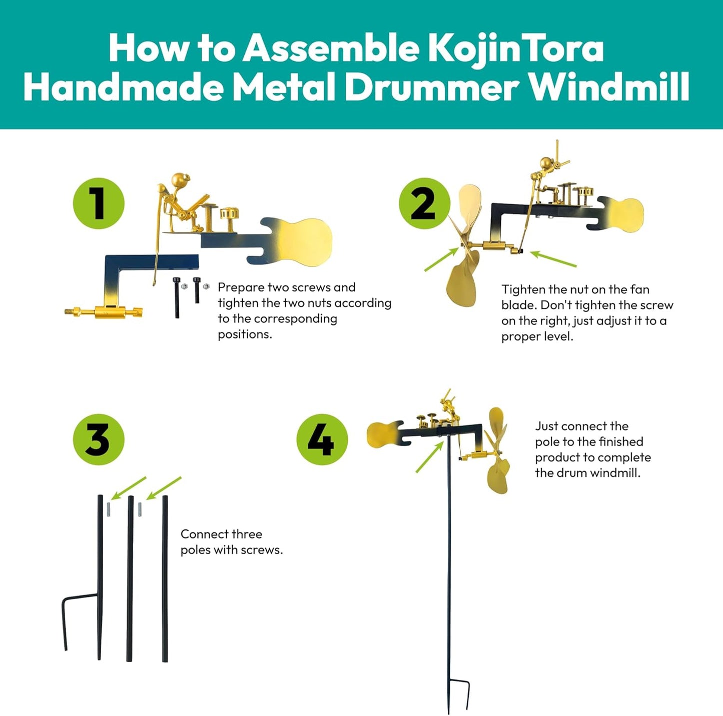 Handmade Metal Drummer Windmill Wind Spinner